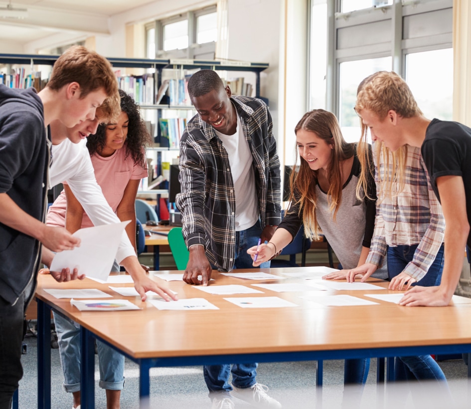High School students discussing in class